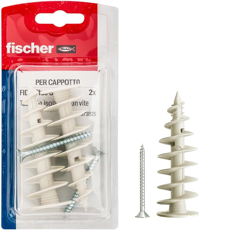 Fischer FID II Plus 80 mm, 2 chevilles avec vis pour manteau, isolantes, utilisables avec cheville chimique, 573825