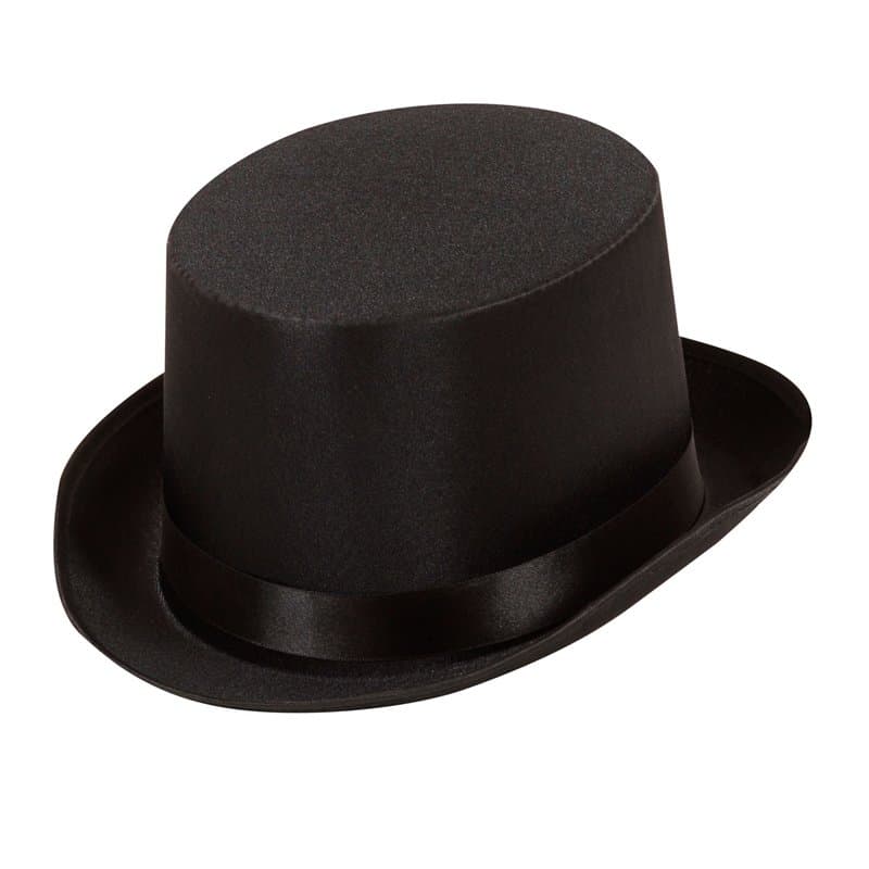 W WIDMANN MILANO Party Fashion 2485T - Chapeau haut de forme, noir, en satin, XVIIIe et XIXe siècles, Charleston, Flapper, gangs