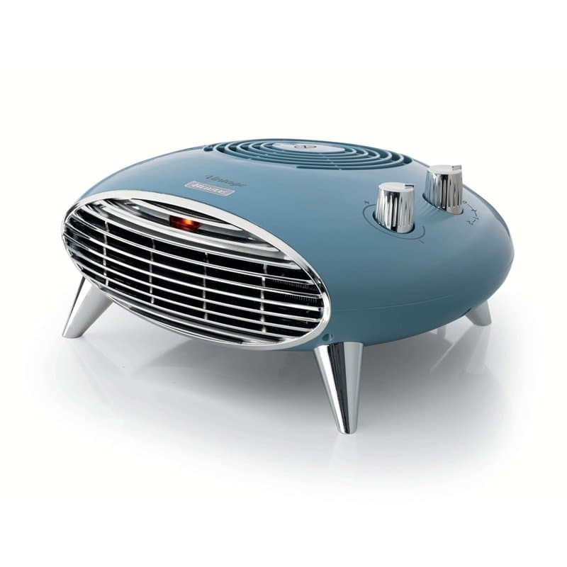 Ariete 8211 Chauffage de table, chauffage électrique, 2000W, thermostat, silencieux, grille et pieds chromés, bleu clair