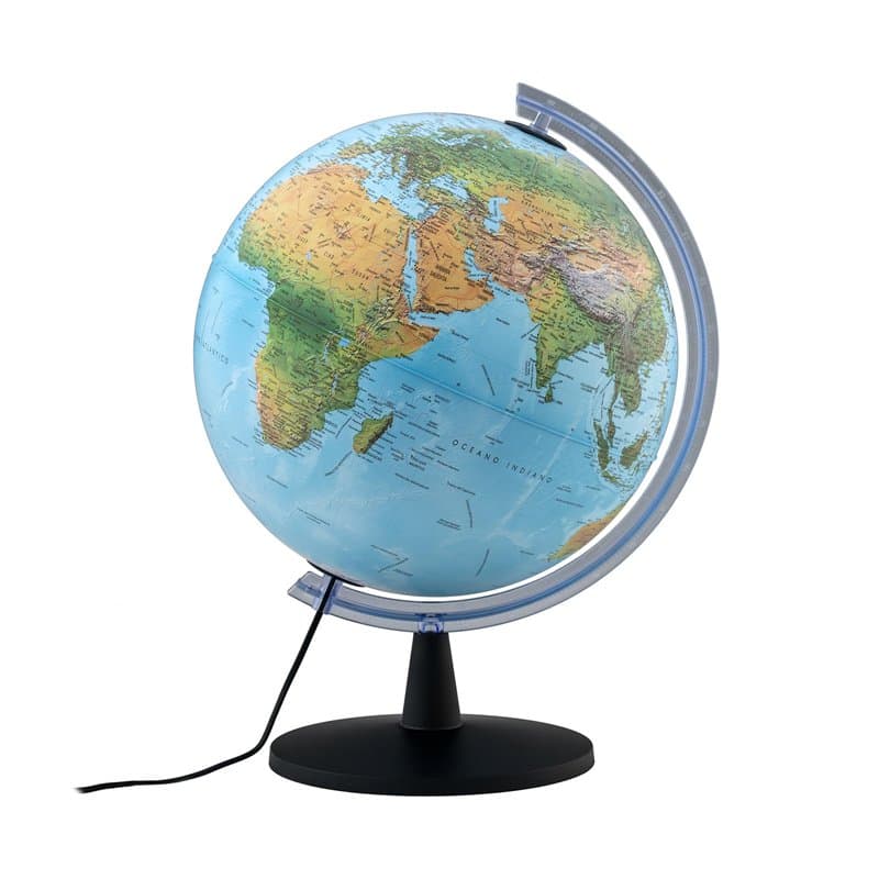 Tecnodidattica - GIGAGLOBO 40 | Globe Lumineux et Pivotant | Cartographie Physique et Politique | Textes en Italien | Grande Tai