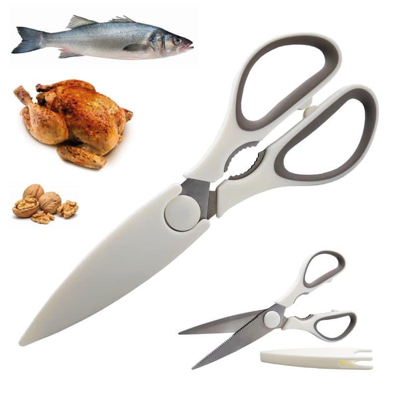 Ciseaux de cuisine multifonction en acier inoxydable 22 cm pour volaille, pizza, volaille, viande, poisson, légumes, os, noix, c
