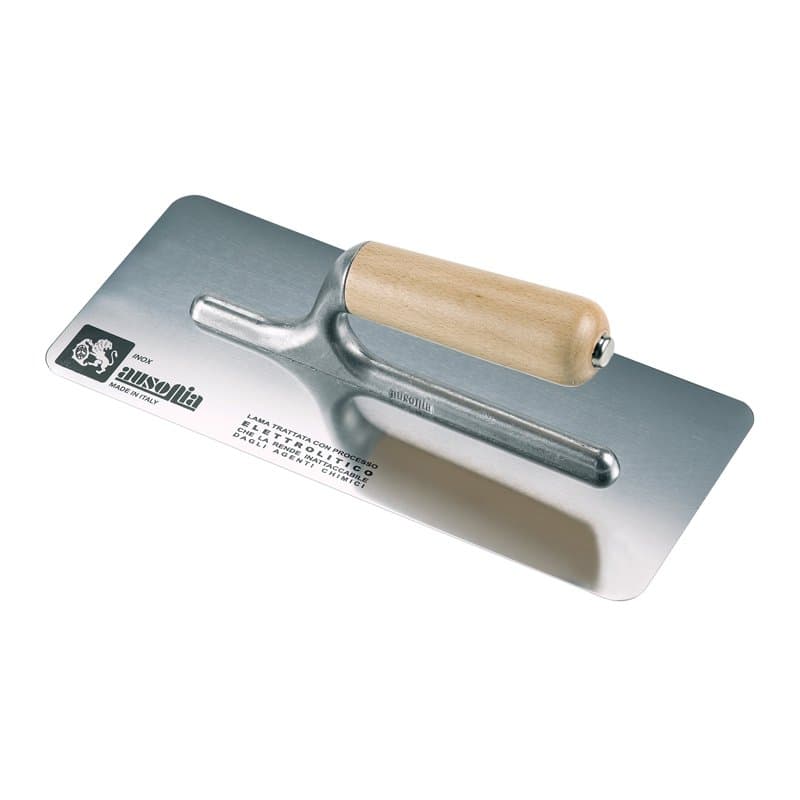 AUSONIA - TALOCHE AVEC LAME EN ACIER INOX 24X10 À BORDS ARRONDIS, AVEC FOURCHE EN ALLIAGE D’ALUMINIUM ET MANCHE EN BOIS. IDÉALE
