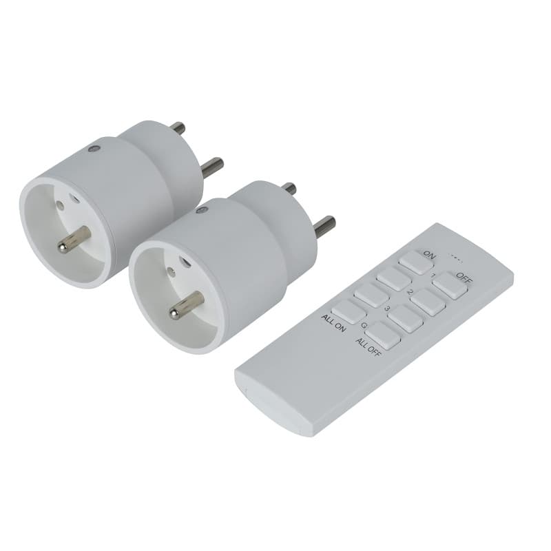 Electraline 48502 Prise électrique télécommandée (2 pièces) sans fil pour contrôler à distance (70 mètres de portée max) lampes,