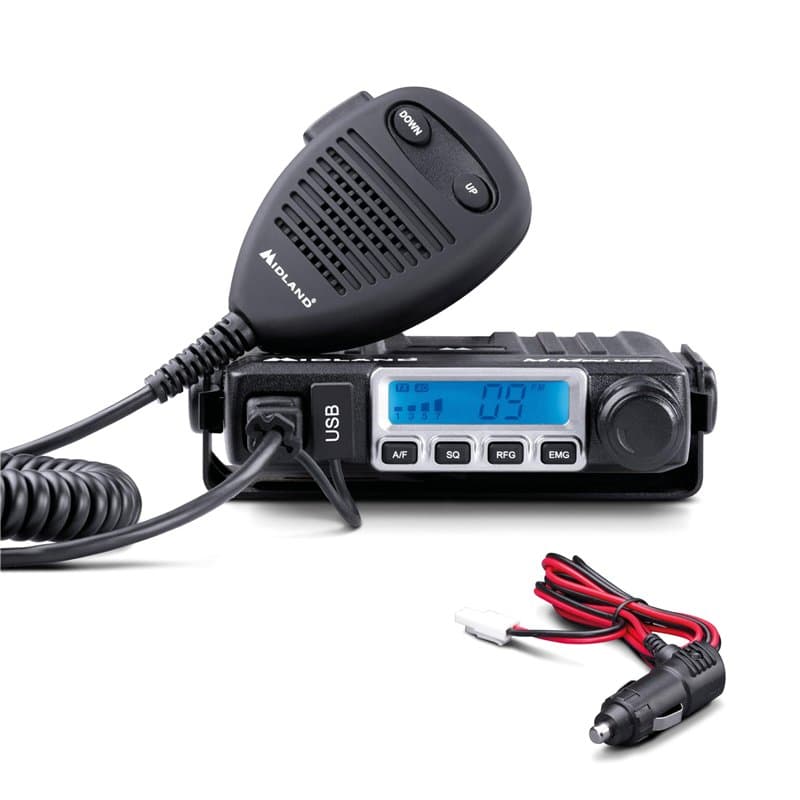 Midland - Radio CB M-MINI USB no Licence, Multibande EU 40 Canaux AM/FM, Radio Récepteur Émetteur Professionnel Écran LCD S-Mete