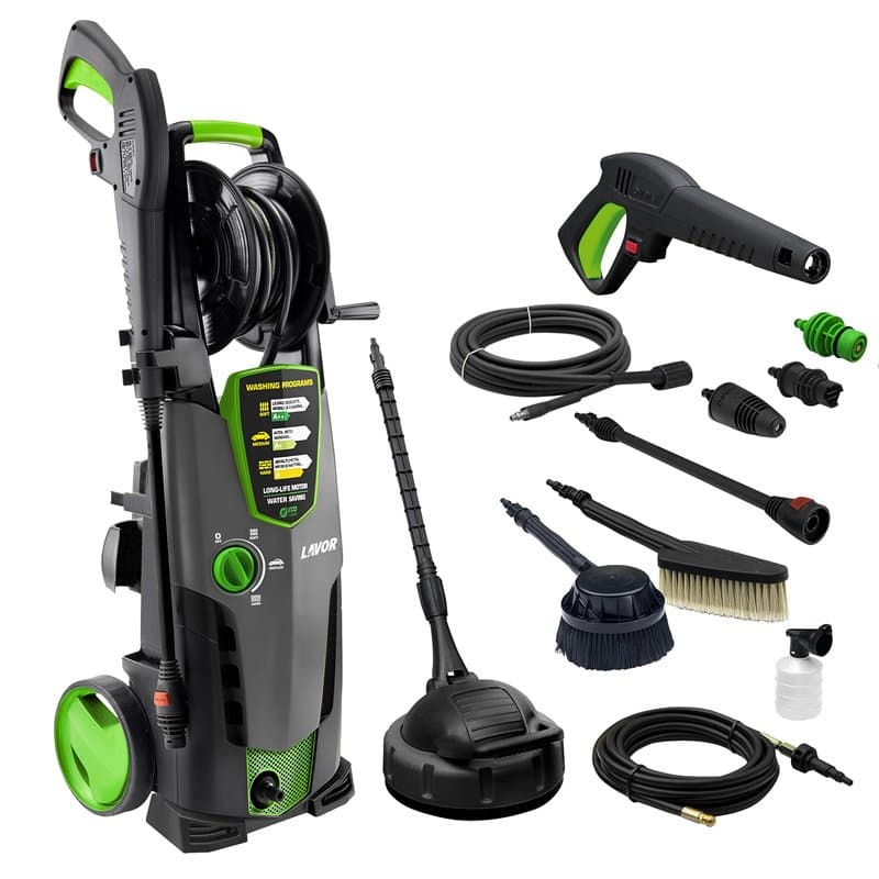 Lavor Nettoyeur Haute Pression STM 160 WPS avec Programmes de Lavage WPS, Enrouleur Flexible, 2 Brosses, Lave Sols et Déboucheur