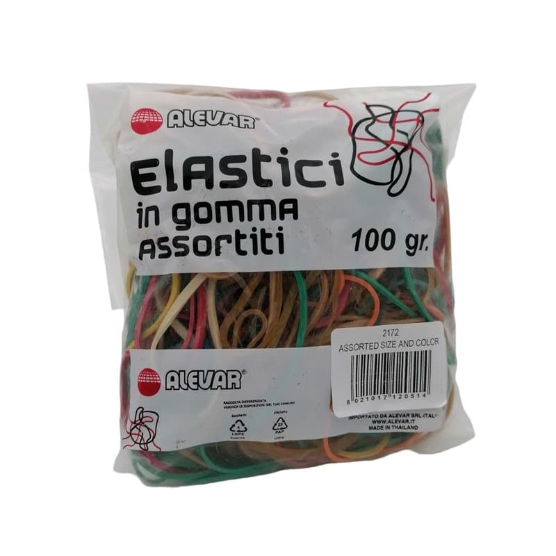 Alevar Élastique en caoutchouc de bureau, tailles et couleurs assorties, sac de 100 g