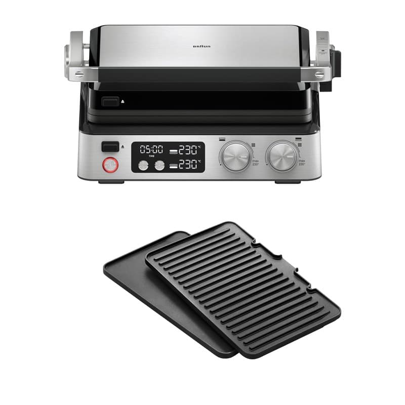 Braun MultiGrill 7 CG 7040, Appareil Panini Électrique avec Contrôle Électronique, 2 Thermostats Indépendants, 3 Positions de Cu