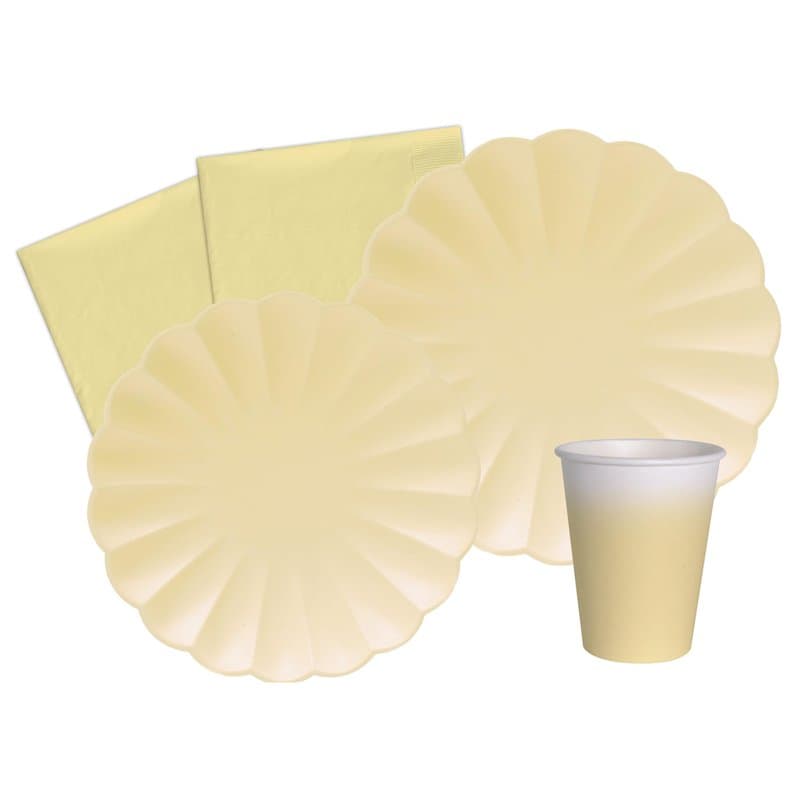 Ciao Kit Table Fête Party Flower Shape pour 8 Personnes (44 pièces: 8 Assiettes Ø23cm, 8 Assiettes Ø18cm, 8 gobelets 200ml, 20 S