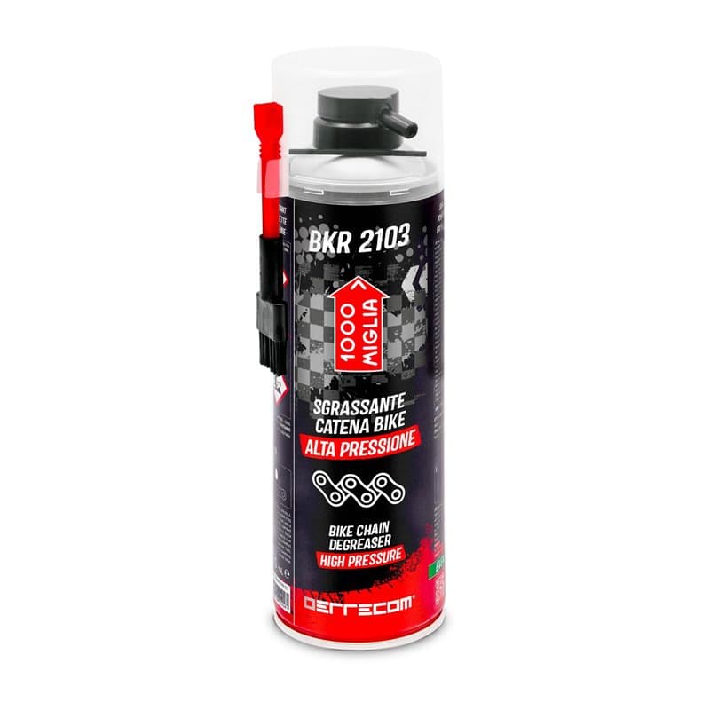 Errecom 1000 Miglia BKR 2103 Spray Dégraissant Chaîne et Cassette de Pignons pour Vélos et Motos Haute Pression + Brosse à Poils