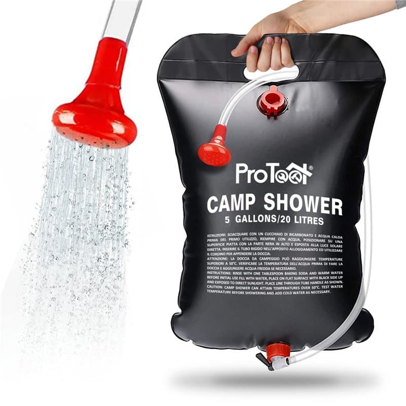 Sac de Douche Solaire de Camping 20L litres, Chauffage Solaire, Sac d'eau randonnée activité extérieure, douchette Portable avec