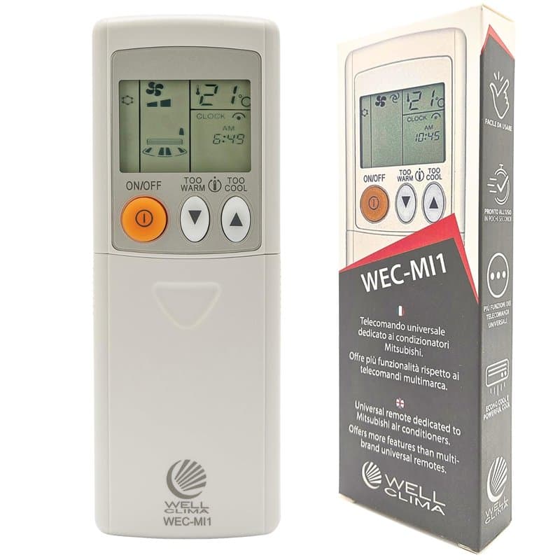 Wellclima WEC-MI1 Télécommande universelle pour climatiseur Mitsubishi, prête à l'emploi en quelques secondes, compatible avec p