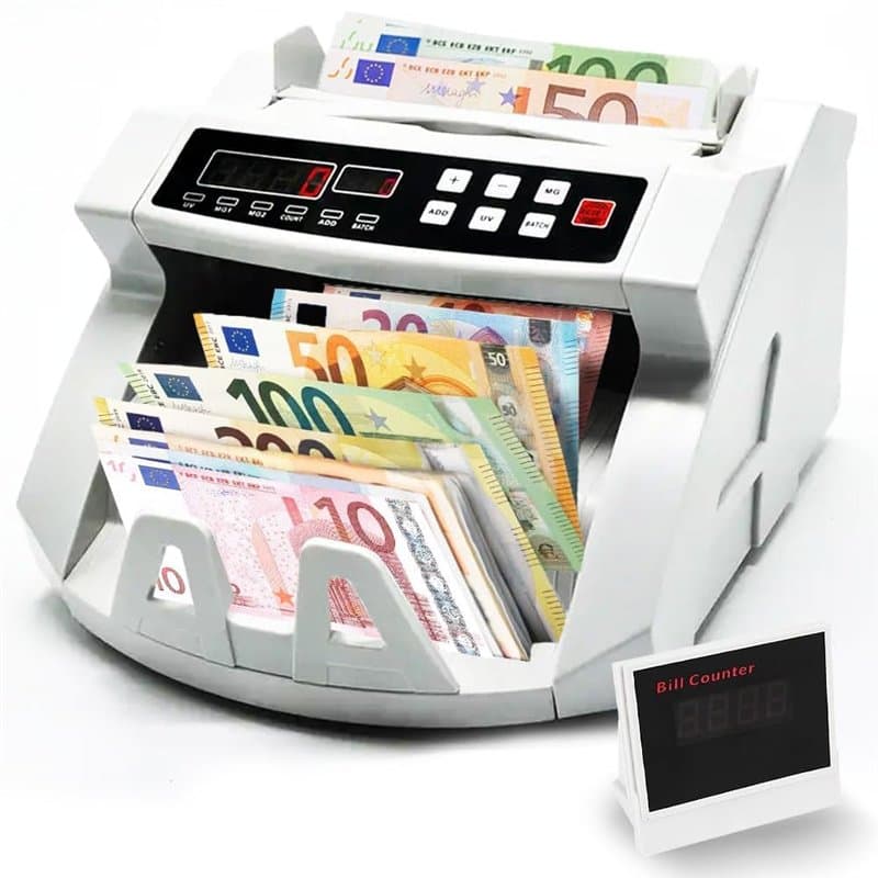 Compteur d'argent portable et détecteur de faux billets avec double écran LED
