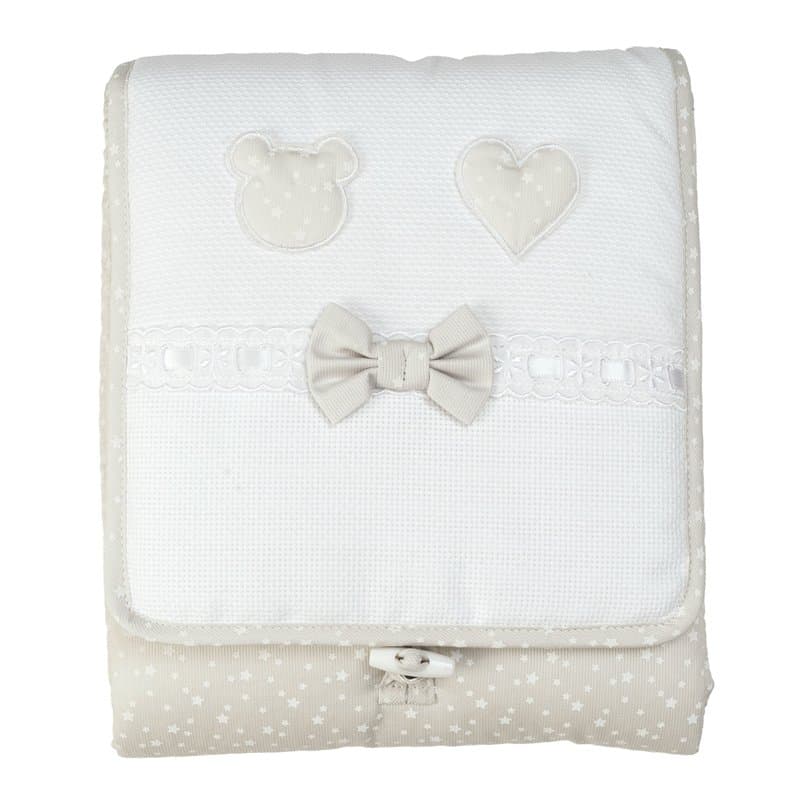 Filet - P1519T Matelas à Langer de Voyage, avec Toile Aida à Broder, Fabriqué en Italie, Taupe