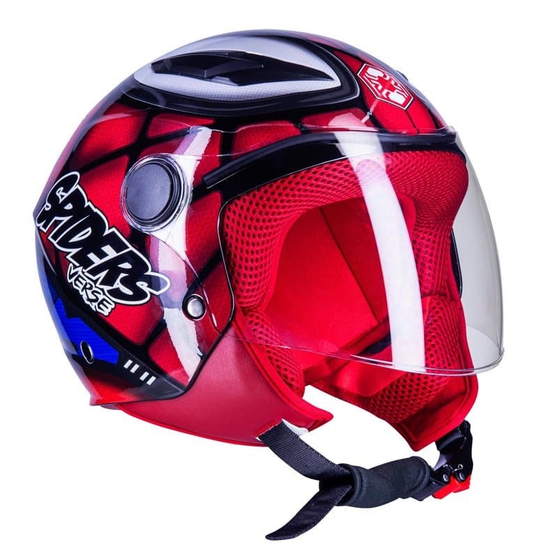 One by Camamoto | Casque Spiderman pour Enfant, Tout-Petit, Homologué Moto/Scooter, Junior, Taille M (Medium) avec Fermeture Mic