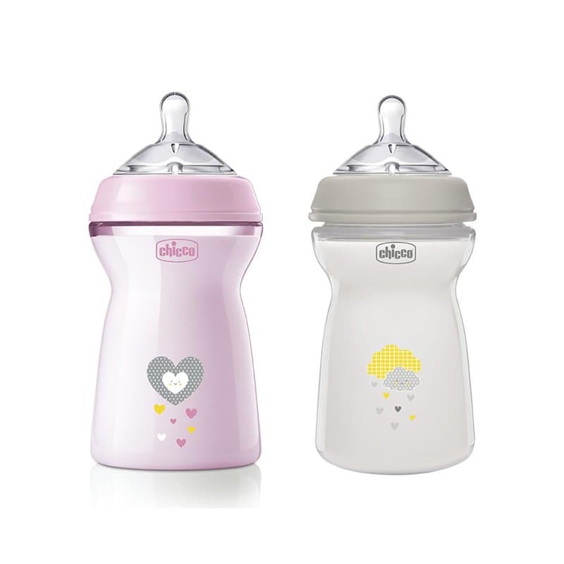 Chicco Biberon Natural Feeling, 6 mois et plus, 330 ml biberon anti-colique, rose, 2 PIÈCES