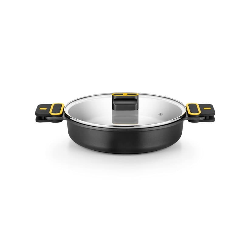 BRA Daily Pro | Faitout Haut en Aluminium Coulé, Revêtement Antiadhésif sans Pfoa, Tous Feux Dont Induction, 24 cm, Noir/Jaune