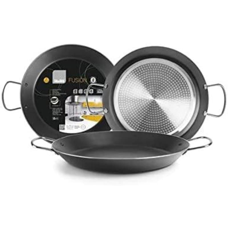 IBILI - Poêle à paella Fusion, 26 cm, Aluminium, Antiadhésif, 2 portions, Compatible avec l’induction