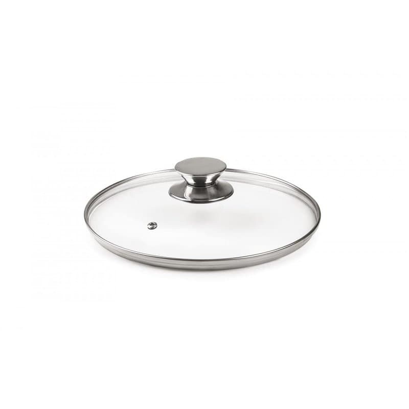 Ibili - 971618 - Couvercle en Verre Poignée en Acier Inoxydable 18 cm