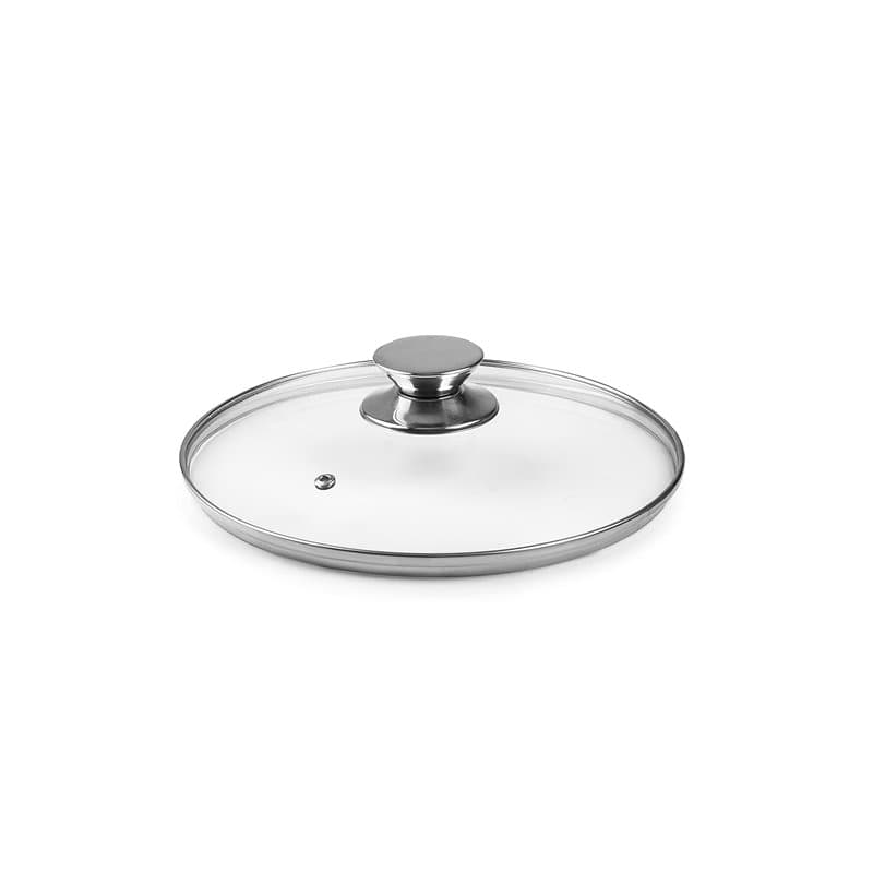 Ibili - 971622 - Couvercle en Verre Poignée en Acier Inoxydable 22 cm, Argent
