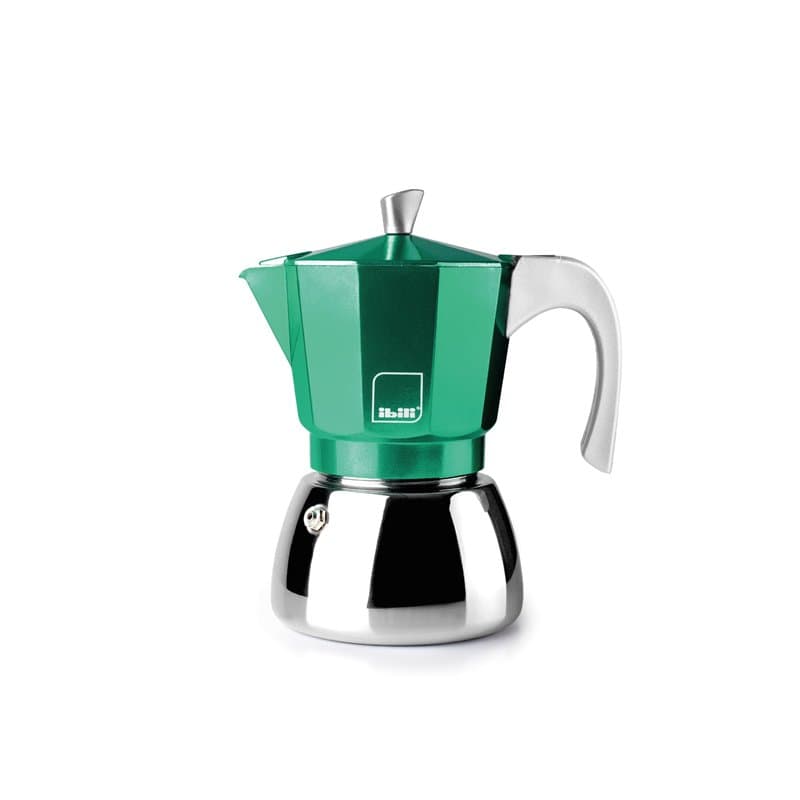 IBILI Elba Green Cafetière express, 9 tasses, 450 ml, fonte d'aluminium, base en acier inoxydable, convient pour induction