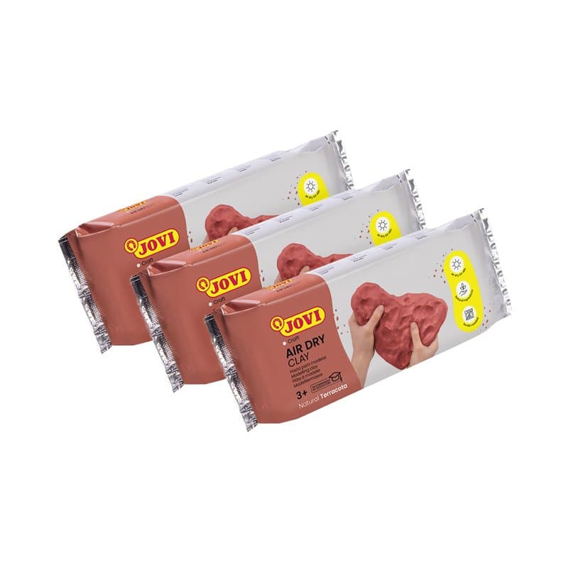 Jovi - Kit Air Dry de 3 unidades - Pasta para modelar, secado al aire sin horno, color Terracota, 3 unidades de 500 Gramos (P88/