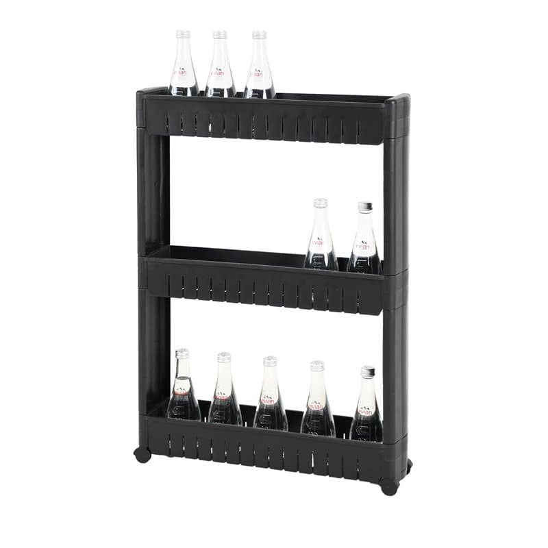 Amig - Chariot de rangement étroit avec roulettes Böken | Noir | 54 x 12 x 78 cm | Chariot de rangement auxiliaire | Unité de ra