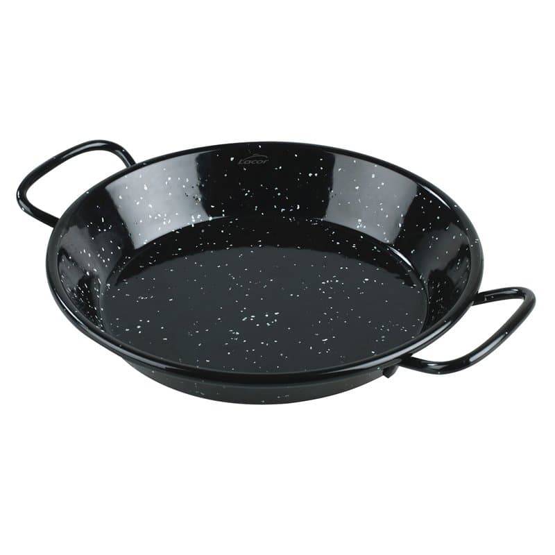 Lacor - 60188 - Poêle à paella en fer Smalt, Mini poêle à paella Idéal pour présenter, servir et cuisiner, couvercle en acier ém