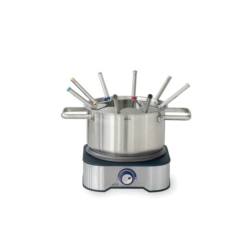 Lacor - 69399 - Fondue Électrique, Fromage Fondu et Chocolat, Avec 8 Fourchettes, Pot Amovible, Fond Thermodiffuseur, Thermostat