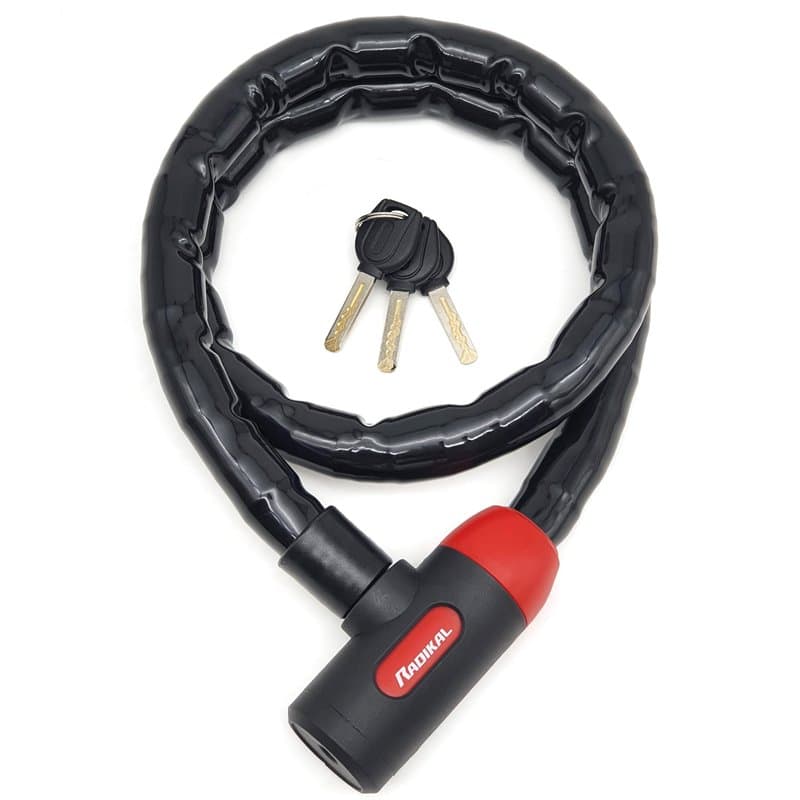 RADIKAL RK520 Antivol Moto et Velo, Python Câble en Acier Articulé Blindé de 120 cm, Flexible, Serrure Haute Sécurité, Anti vol