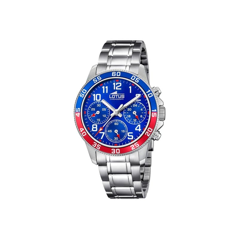 LOTUS Montre modèle 18580/4 Junior Collection, boîtier de 36 mm Bleu avec Bracelet en Acier pour Cadet