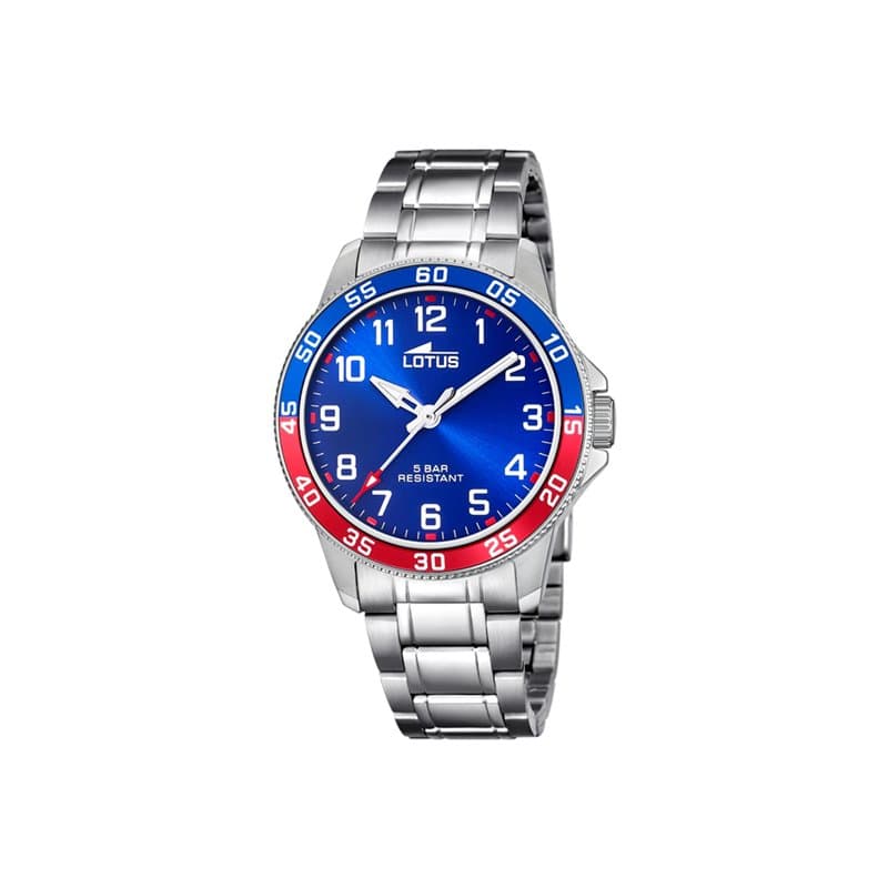 LOTUS Montre modèle 18786/1 Junior Collection, boîtier de 36 mm Bleu avec Bracelet en Acier pour Cadet