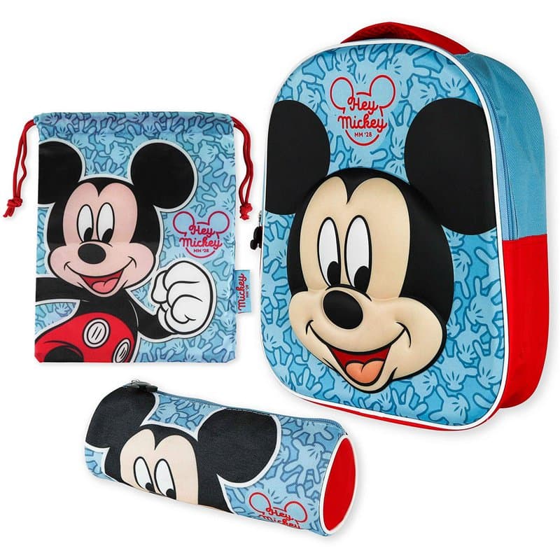 Sac a Dos Enfant 3D, Trousse Scolaire et Sac Maternelle - Mickey Mouse | Pack de Sacs à Dos Pour enfant de 3 ans | Fourniture Sc