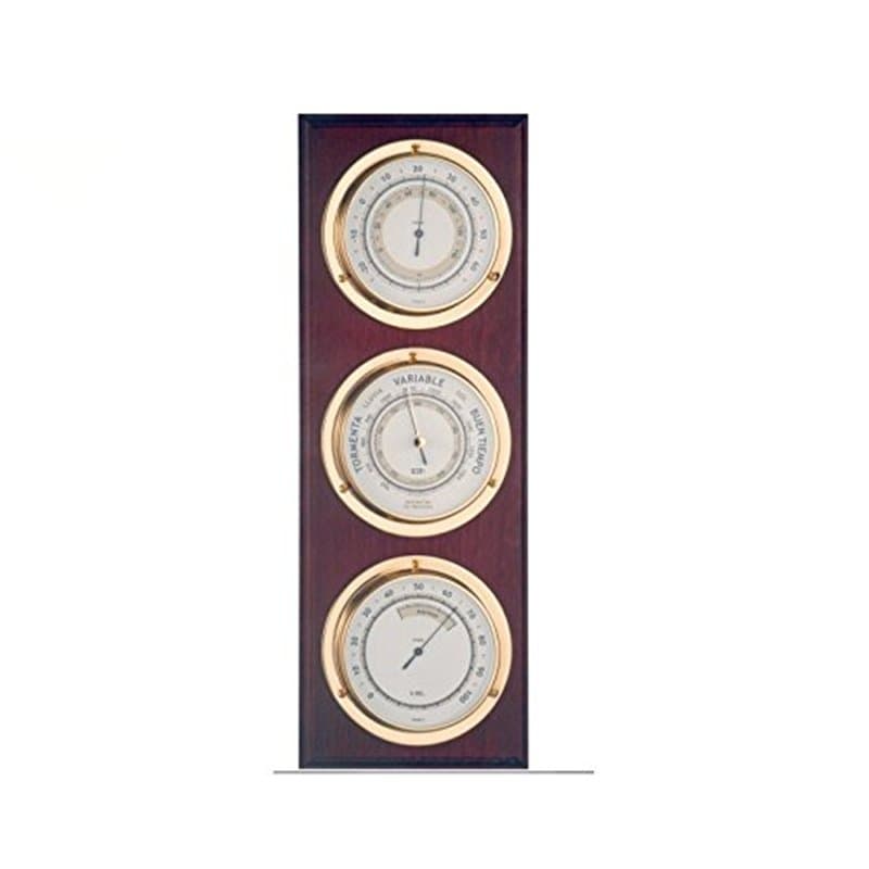 Station météo nautique, baromètre en bois nautique 40 cm, station météo intérieure extérieure, 3 montres, baromètre, hygromètre,