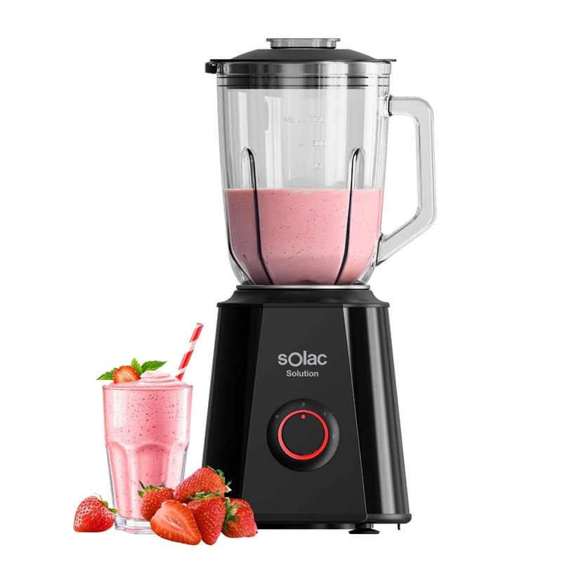 Solac Solution BV6785 - Mixeur blender 1500W, pichet en verre gradué 1,5L, lame inox amovible à 4 bords, 2 vitesses, fonction pu