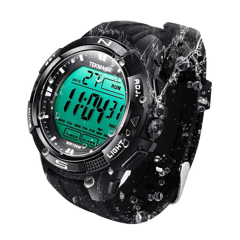 BANGLIN 10 ATM Lumineux Imperméable Plongée sous-Marine Eau Montre avec Chronomètre et Fonctions d'alarme, Soutien Double Fuseau
