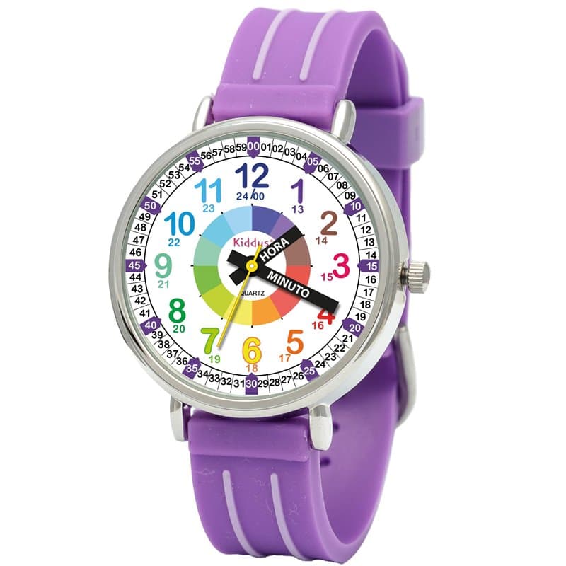 Kiddus Montre Bracelet Éducative pour Enfants, Fille, garçon. Time Teacher Analogique avec Exercices. Facile d’Apprendre à Lire