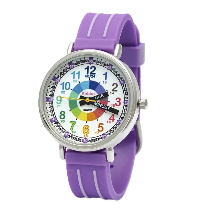Kiddus Montre Bracelet Éducative pour Enfants, Fille, garçon. Time Teacher Analogique avec Exercices. Facile d’Apprendre à Lire