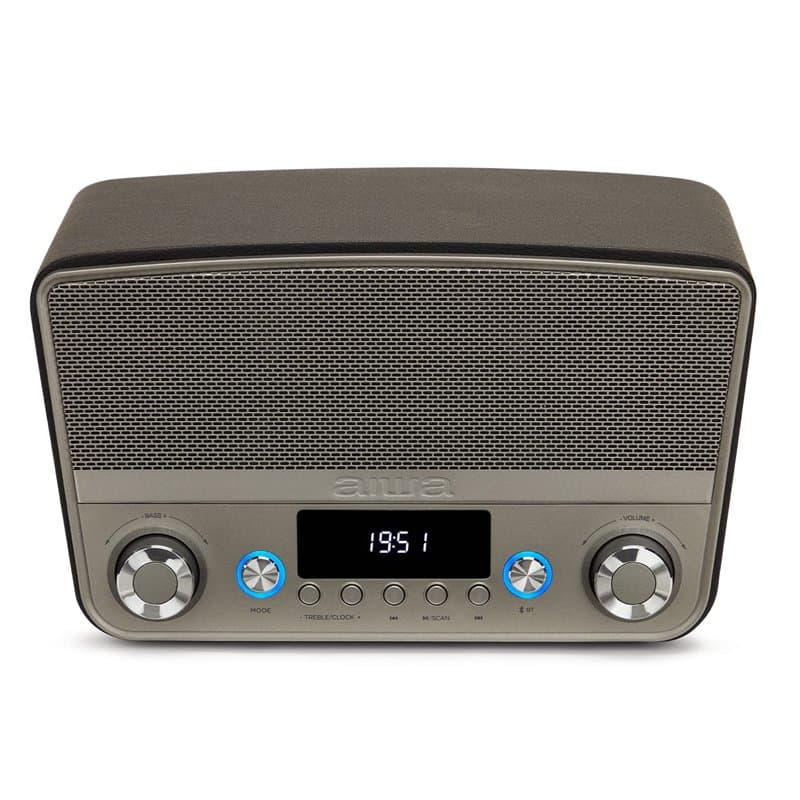 Aiwa BSTU-750BK Enceinte compacte Style Vintage (Actif, stéréo, 50 W RMS, Bluetooth, entrée Optique, USB, HDMI-Arc, RCA, FM et e