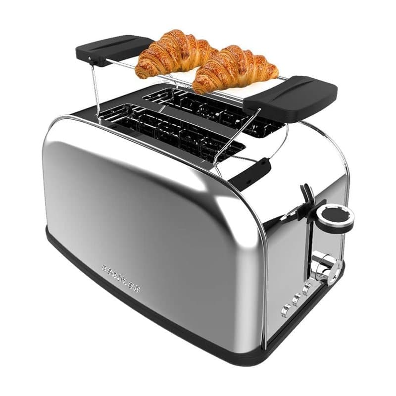 Cecotec Grille-pain vertical Toastin' time 850 Inox, 850 W de puissance, Double fente longue et large de 3,8 cm, Varillas Supéri