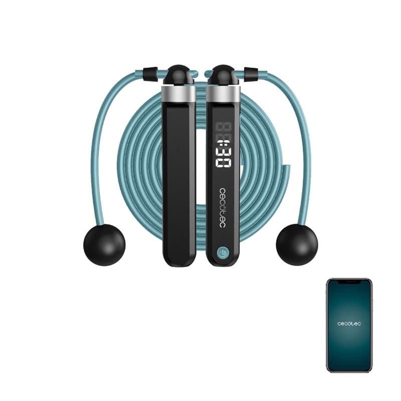 Cecotec Cordes á sauter Drumfit SmartComba 3000 Connected, réglable 2 en 1, rotation rapide à 360°, 2 cordes de 30 cm, se connec