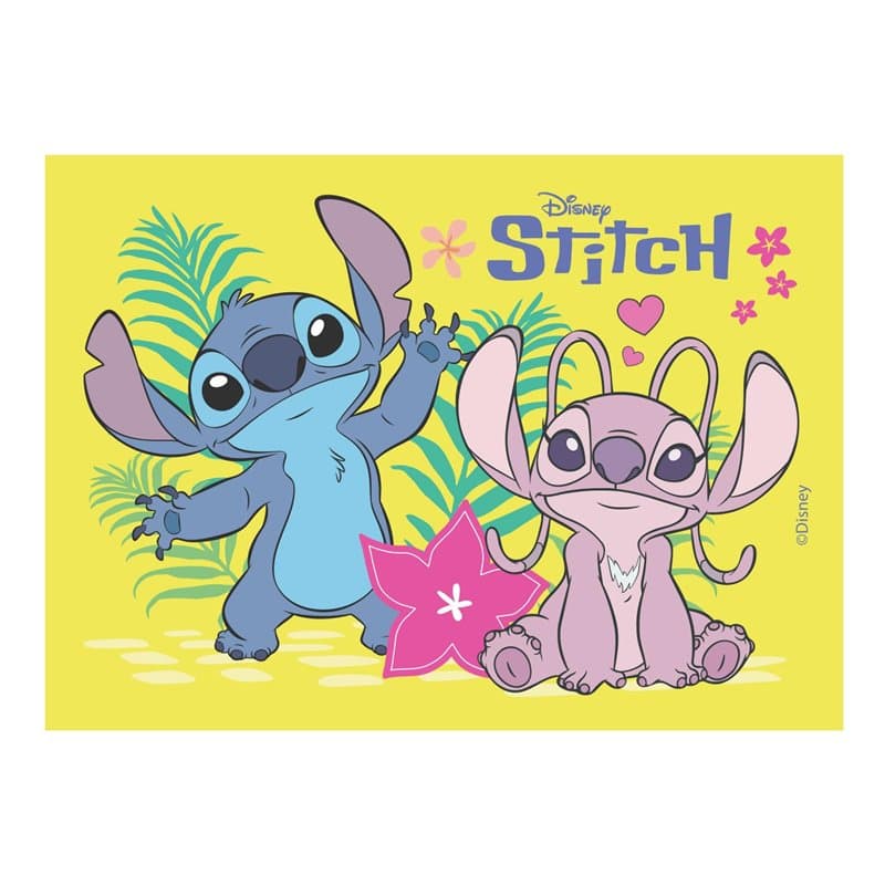 Dekora, Stitch & Angel, Azyme Comestible, Décoration pour Gâteaux d'Anniversaire d'Enfants, A5