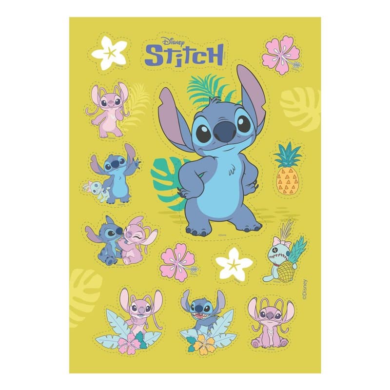 Dekora, Stitch Topper Azyme Découpée, Décoration Comestible pour Gâteau d'Anniversaire, Cupcakes ou Biscuits, Anniversaire à Thè