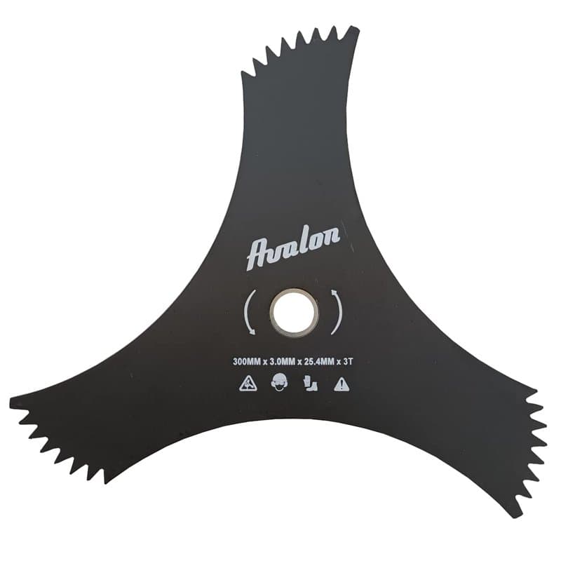Avalon - Disque à 3 Pointes dentées universelles 300 x 25,4 x 3 mm pour débroussailleuse, Lame de Coupe de Mauvaises Herbes dens
