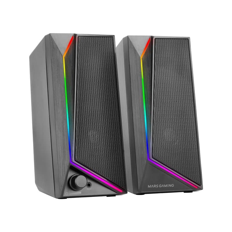 MARSGAMING MS72, Haut-Parleurs Gaming 15W, Éclairage RGB Flow, 2 Drivers Actifs, Chipset DSP, Connexion Plug&Play USB et Jack 3.