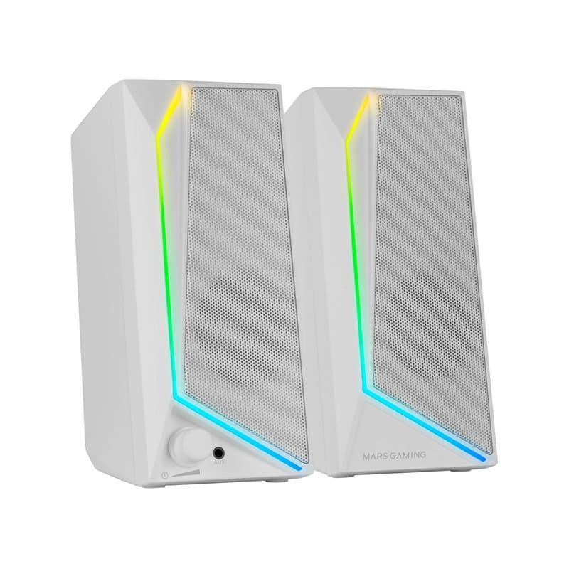 MARSGAMING MS72, Haut-Parleurs Gaming 15W, Éclairage RGB Flow, 2 Drivers Actifs, Chipset DSP, Connexion Plug&Play USB et Jack 3.
