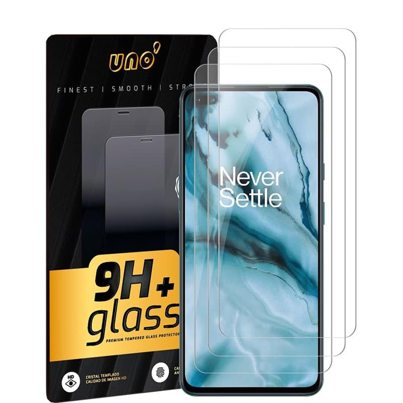 UNO' -3 protecteurs d'écran compatibles : One Plus Nord 5G / Nord CE 2 5G / Nord 2 5G / Nord 2T 5G (6,43"), verre trempé 9H, rés