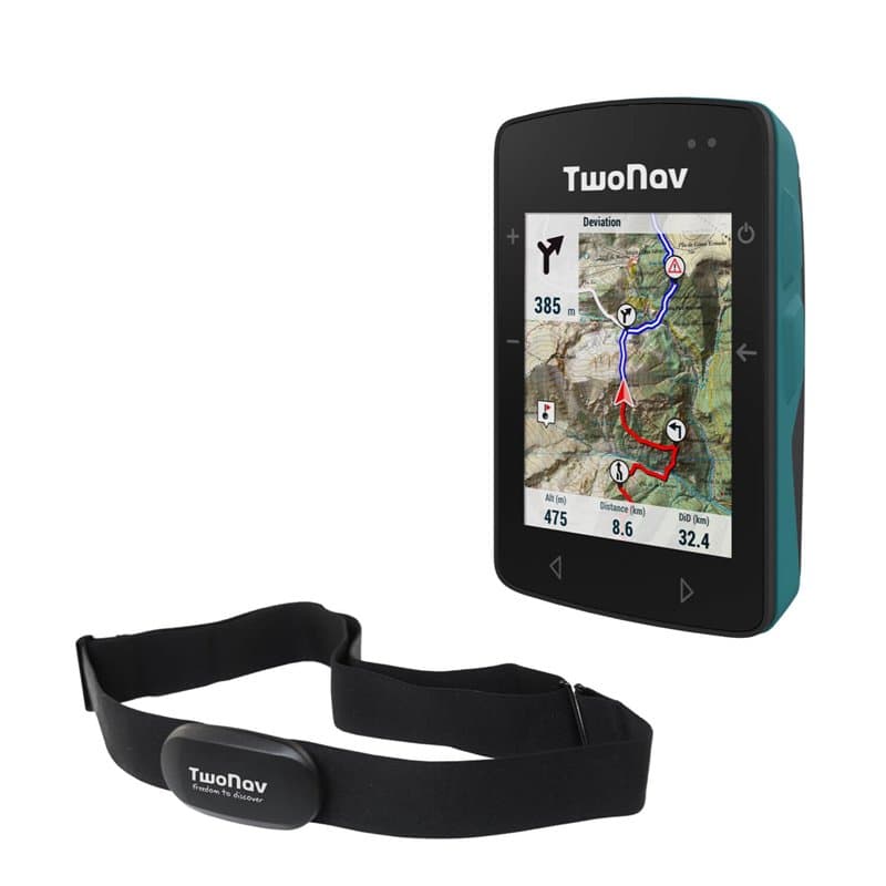 TwoNav Roc + Cardiofréquencemètre, GPS de Sports avec écran 2,7 Pouces pour VTT, vélo, Gravel ou bikepacking avec Cartes incluse
