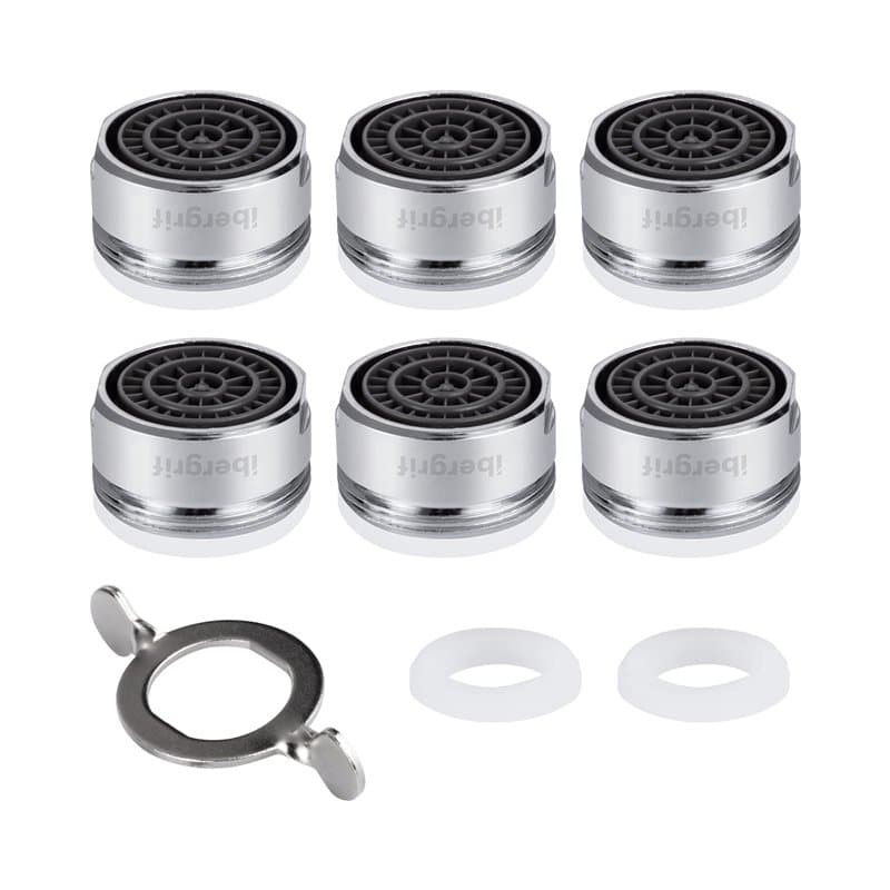 Ibergrif M91005, 6 Pièces Mousseur Robinet M24 Economie Eau, Aérateur de Robinet Avec Filtration 7 Couches, Embout Robinet Cuisi