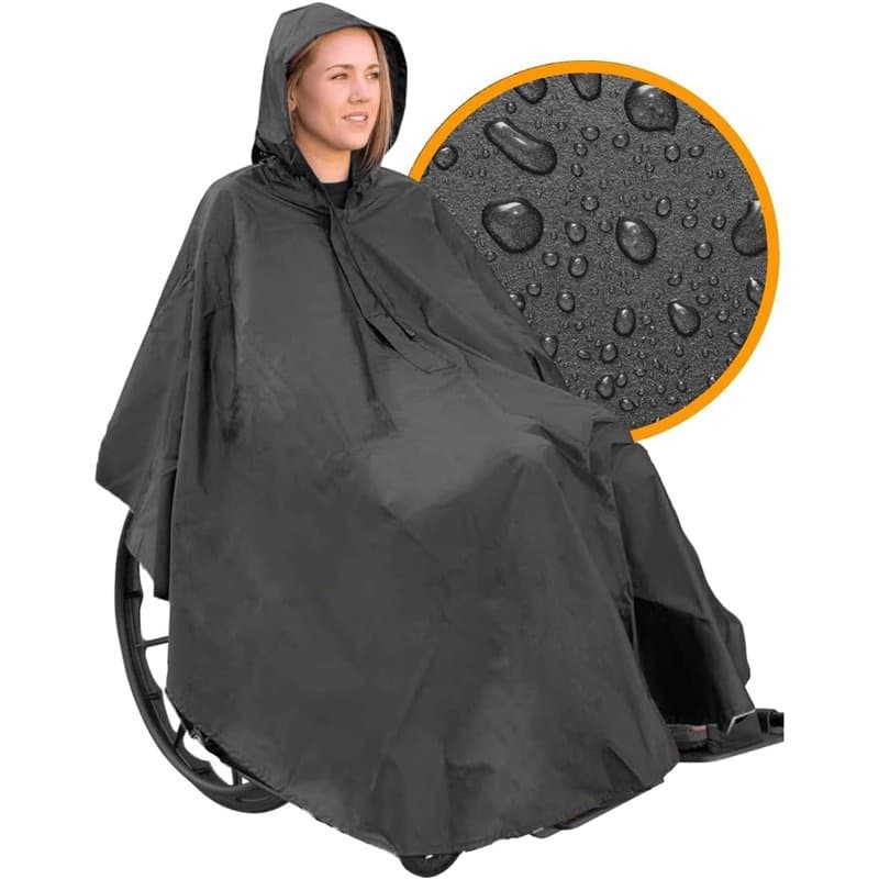 OrtoPrime Poncho de Pluie pour Fauteuil Roulant - Poncho Imperméable pour Fauteuil Roulant, Protection Pluie, Accessoires Pratiq