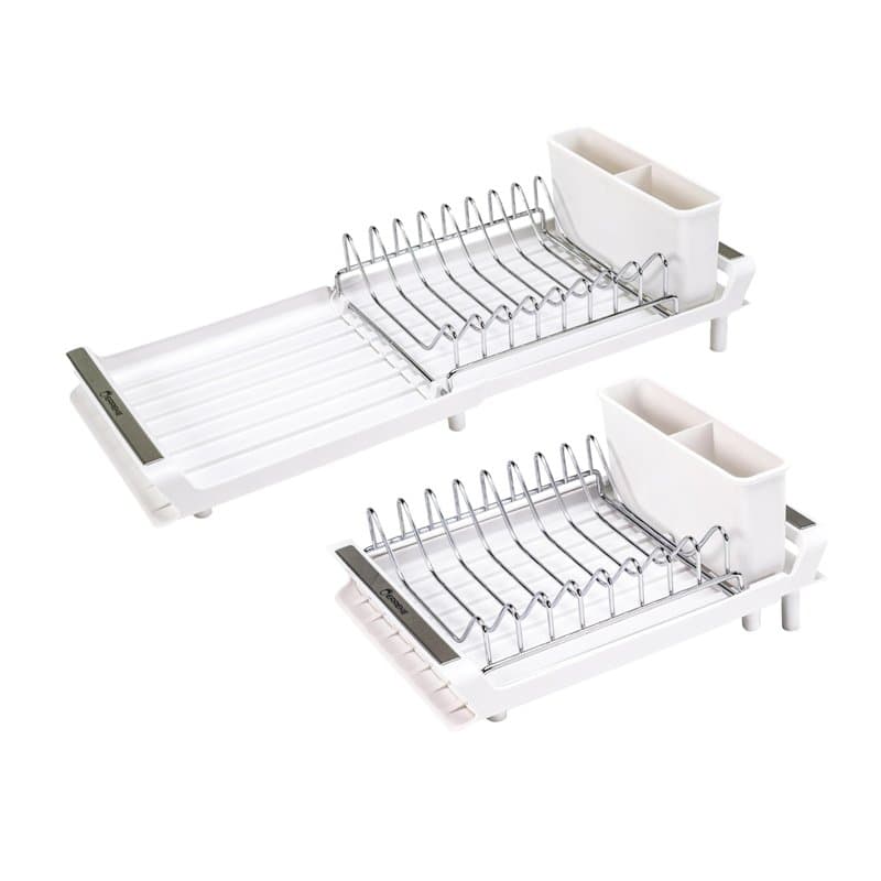 Erreke Egouttoir Vaisselle INOX, Égouttoir à Vaisselle Pliable, Egoutoire Vaisselle Cuisine, Bec Verseur pour l'Évier, 28 à 47 c